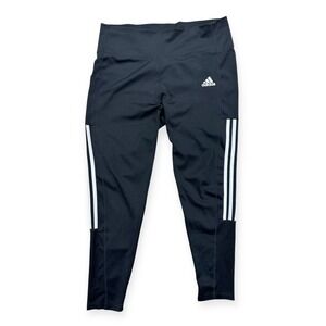 Adidas Aeroready Leggings Women's XL Black Tight Fit White Trefoil Workout Pants